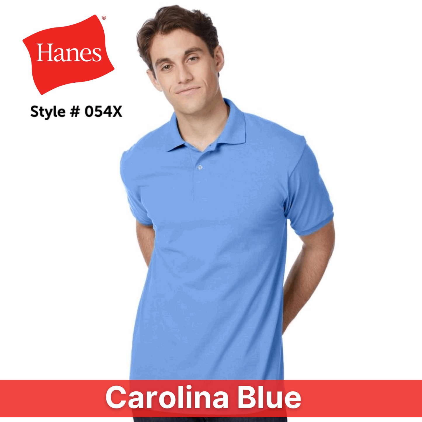One Color Imprint Hanes® 54X Blended Jersey Sport Shirt, Multiple Colors Available