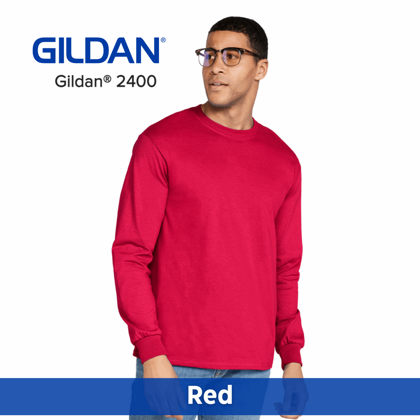 Two Color Imprint Front & Back, Gildan® 2400 Long Sleeve T-Shirt 100% Cotton Multiple Colors Available