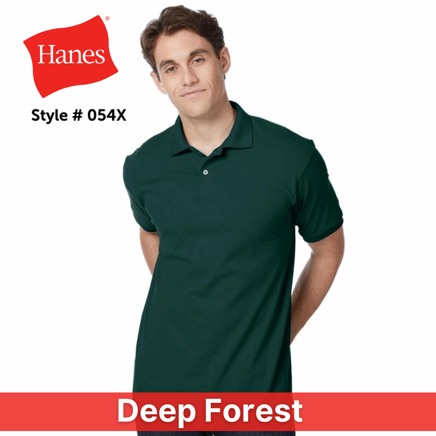 One Color Imprint Hanes® 54X Blended Jersey Sport Shirt, Multiple Colors Available
