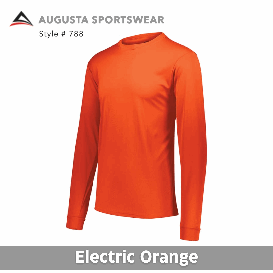 Two Color Imprint Front & Back Augusta® AG788 Wicking Long Sleeve 100% Polyester Multiple Colors Available