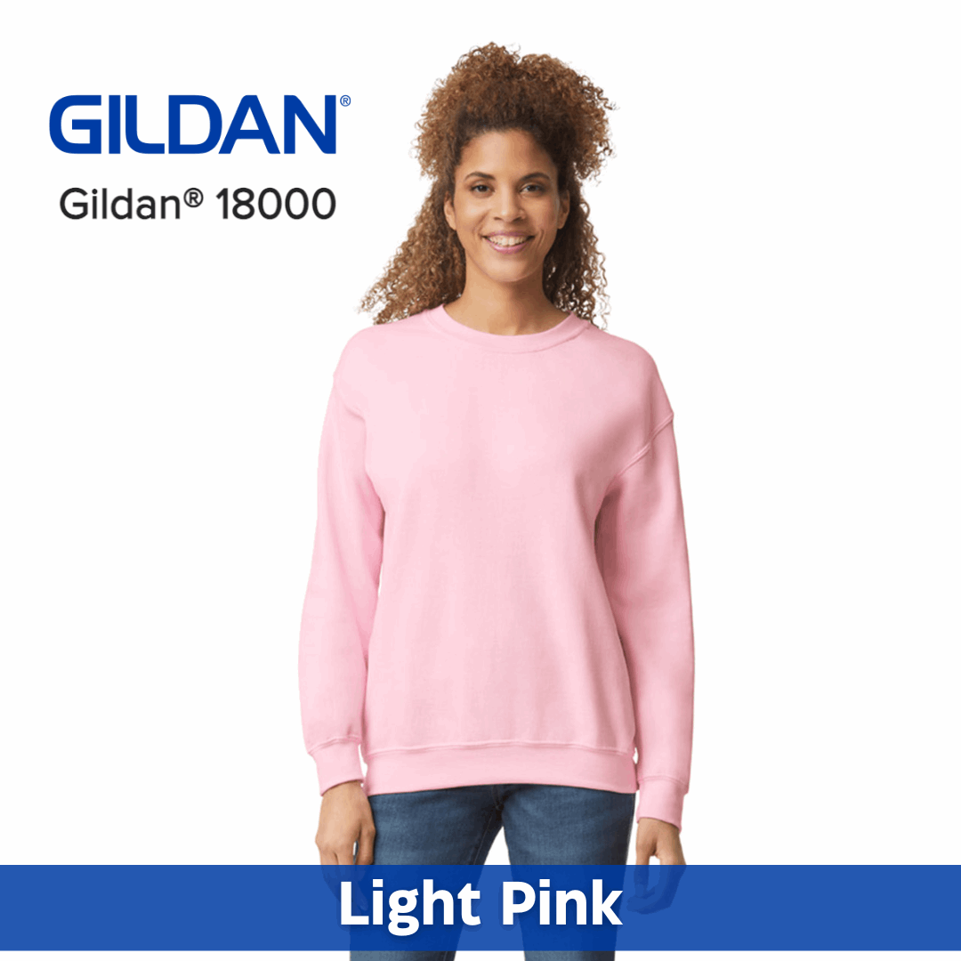One Color Imprint Front & Back Gildan® 18000 Crew Sweatshirt 50/50 Multiple Colors Available