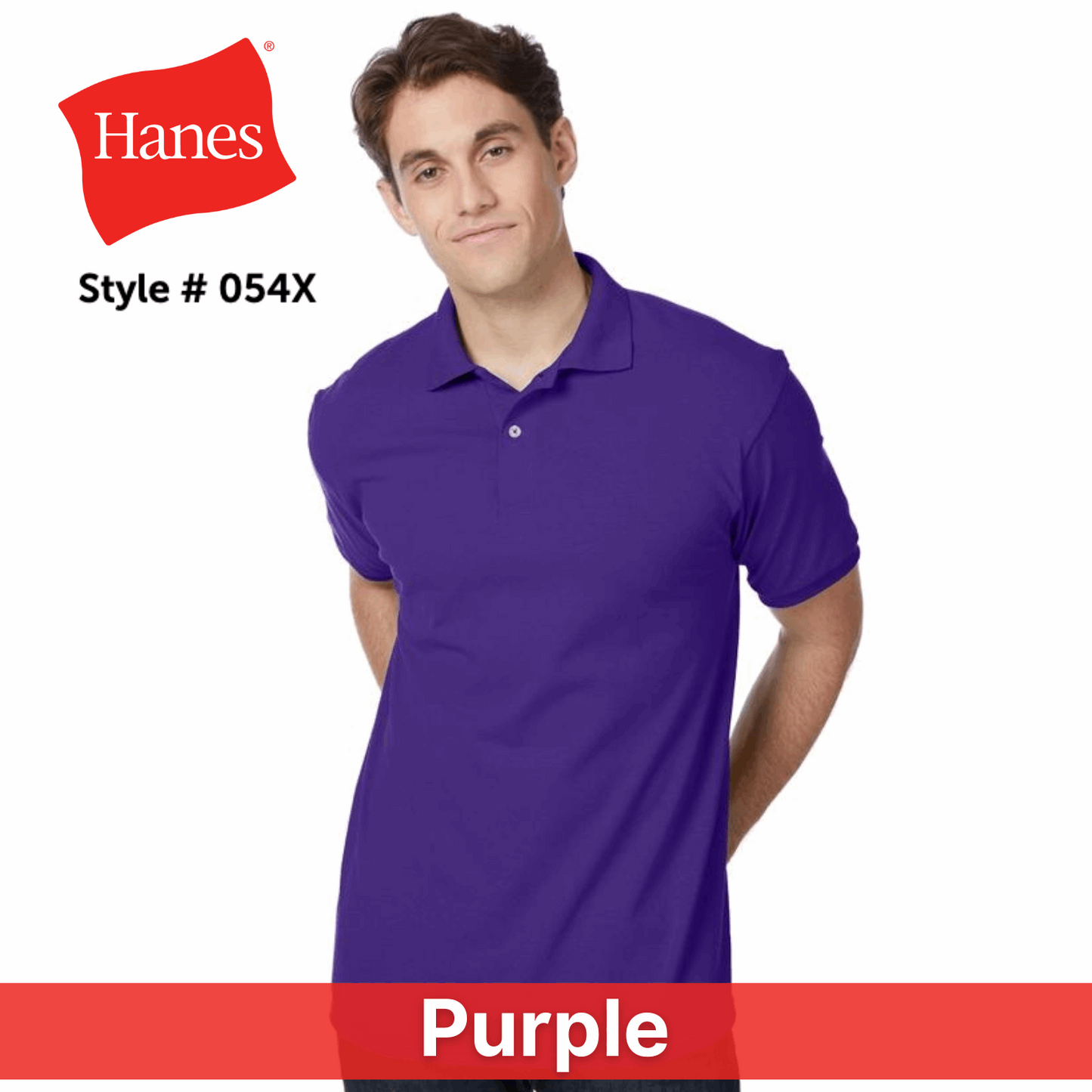 Two Color Imprint Front & Back, Hanes® 54X Blended Jersey Sport Shirt, Multiple Colors Available