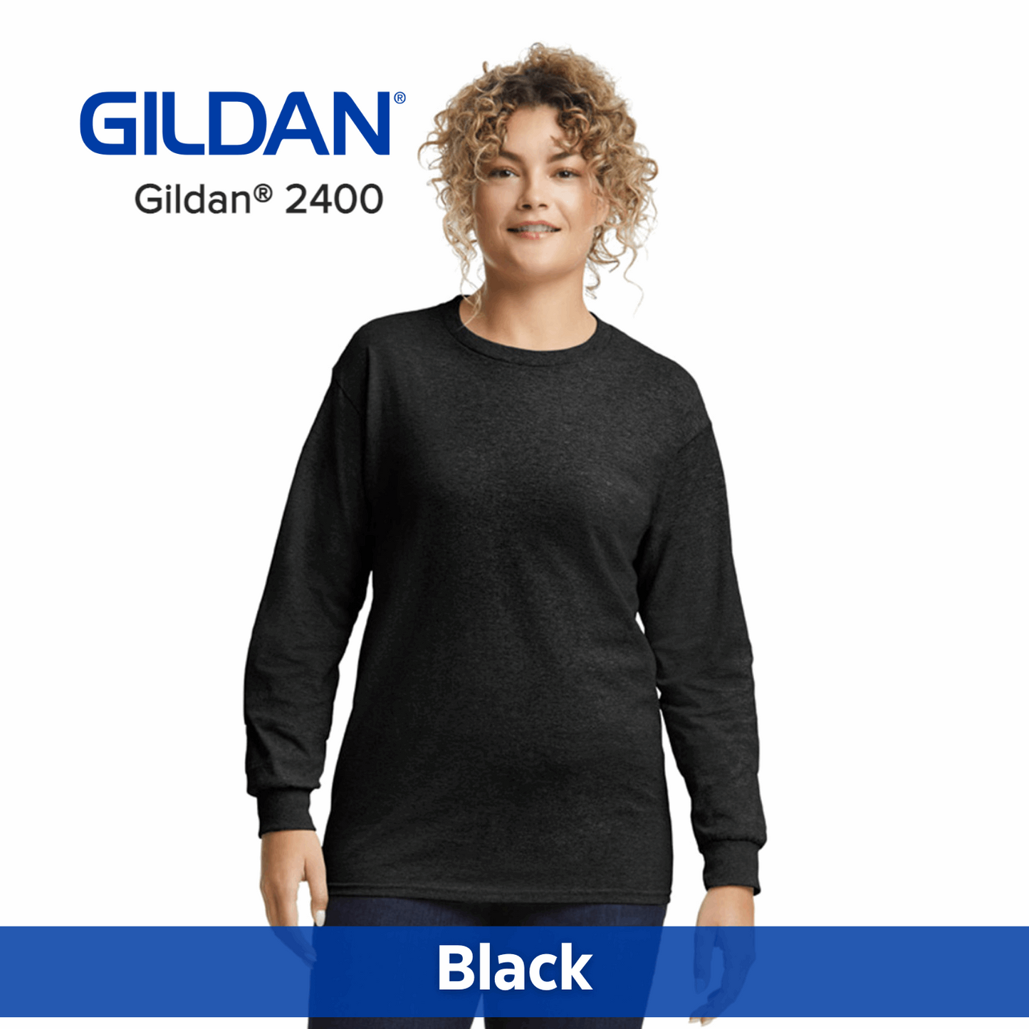One Color Imprint Gildan® 2400 Long Sleeve T-Shirt 100% Cotton Multiple Colors Available