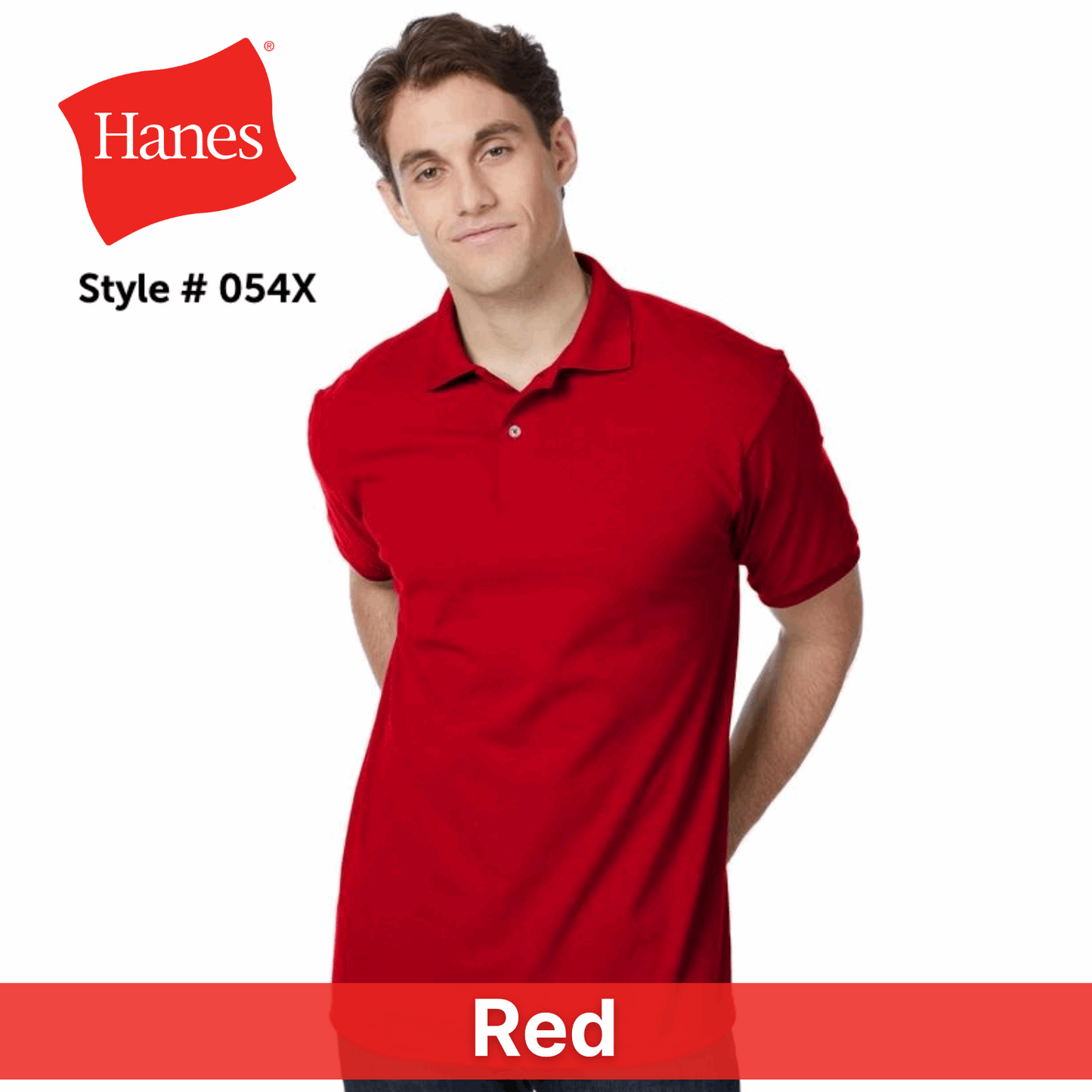 One Color Imprint Hanes® 54X Blended Jersey Sport Shirt, Multiple Colors Available