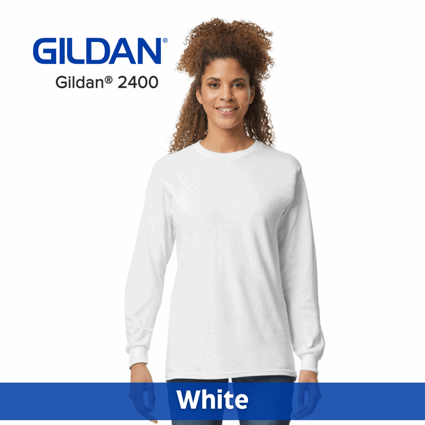 One Color Imprint Front & Back Gildan® 2400 Long Sleeve T-Shirt 100% Cotton Multiple Colors Available