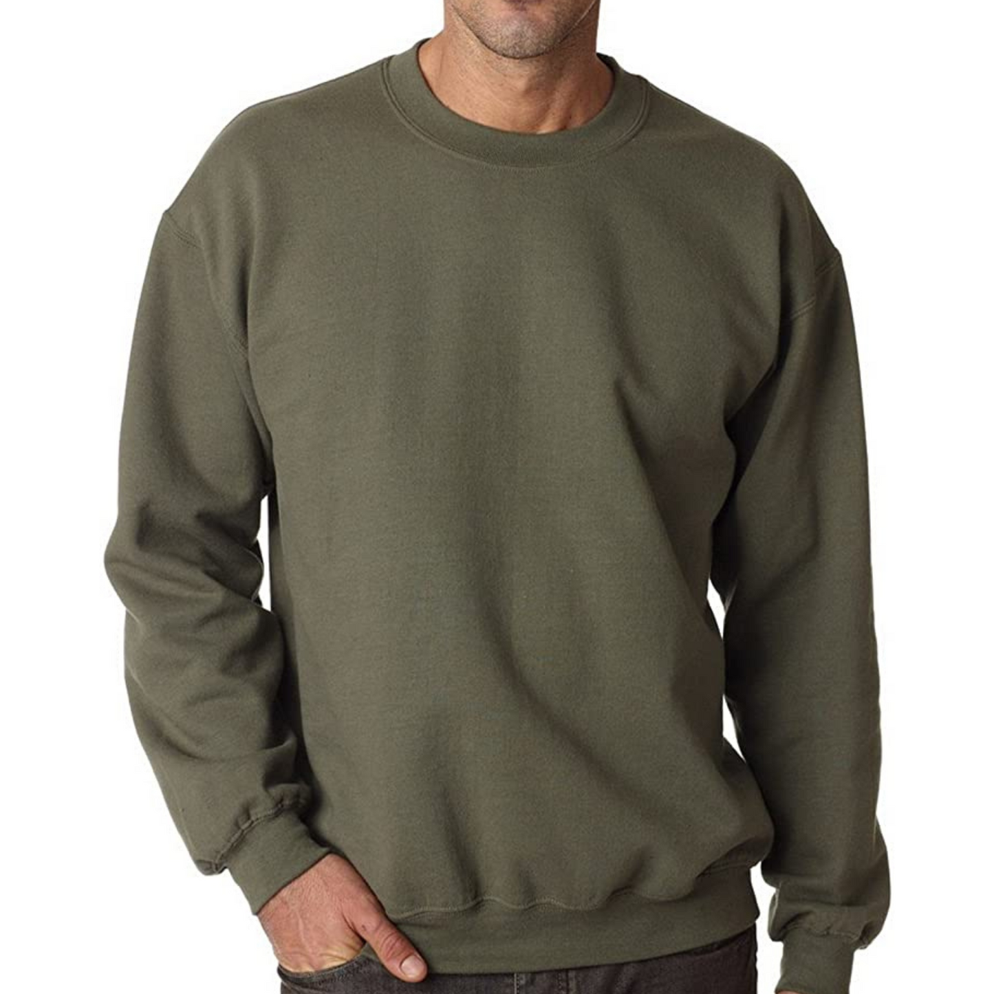 Gildan® 18000 50/50™ Crewneck Sweatshirt, One Color Imprint Front & Back