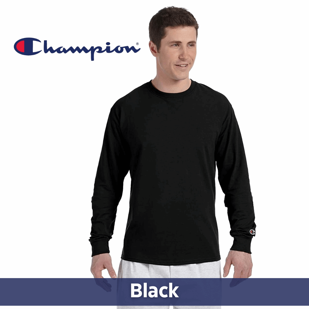 Two Color Imprint Champion® CC8C Long Sleeve T-shirt 100% Cotton, Multiple Colors Available