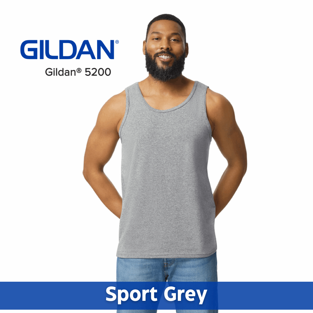 Gildan® 5200 100% Cotton Tank Top, Two Color Imprint Front & Back