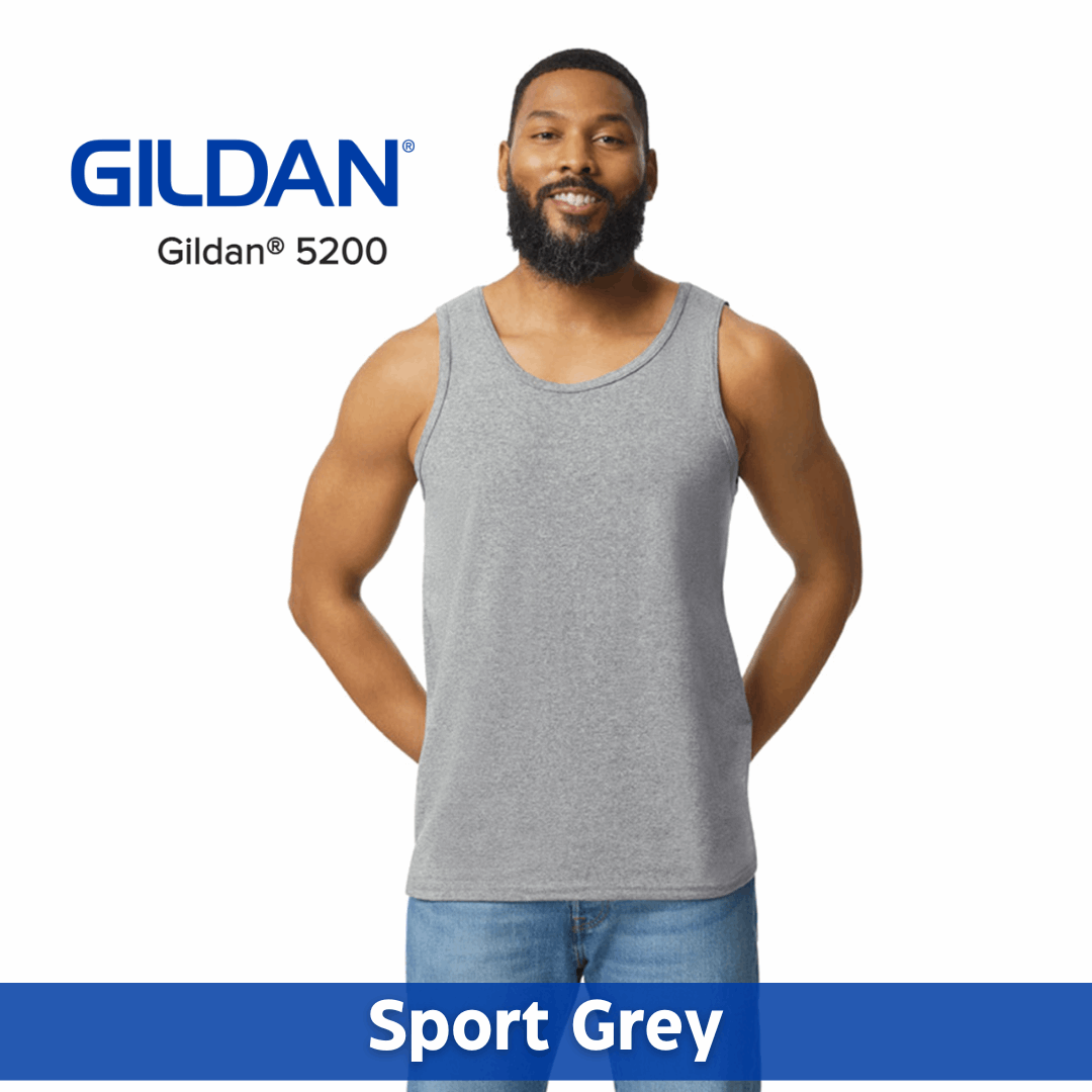 Two Color Imprint Front & Back, Gildan® 5200 Tank Top 100% Cotton, Multiple Colors Available