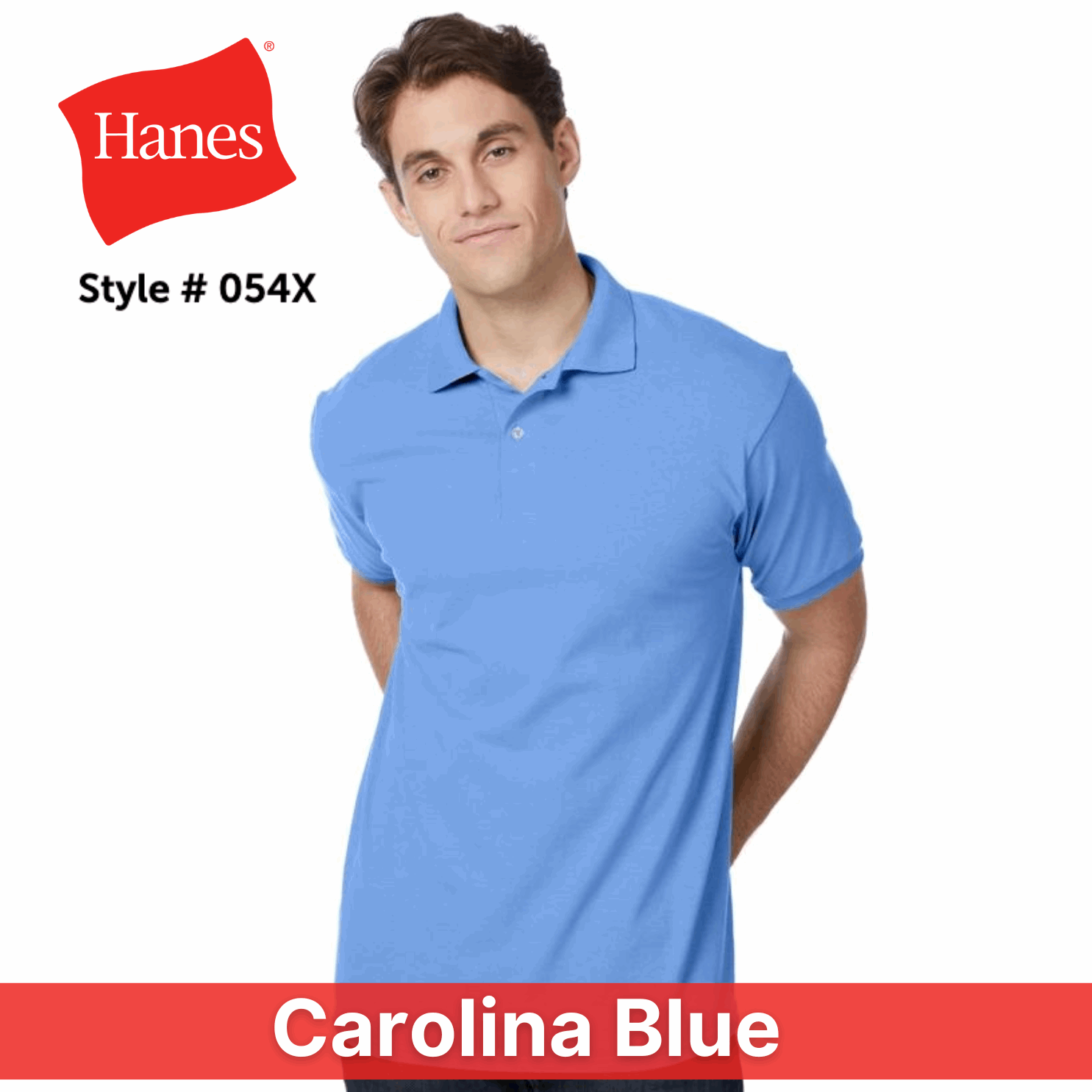 One Color Imprint Front & Back Hanes® 54X Blended Jersey Sport Shirt, Multiple Colors Available