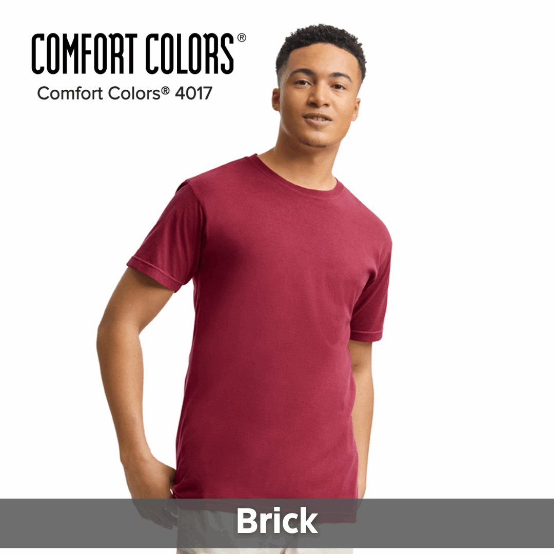 One Color Imprint Front & Back Comfort Colors® 4017 T-shirt 100% Preshrunk Cotton, Multiple Colors Available