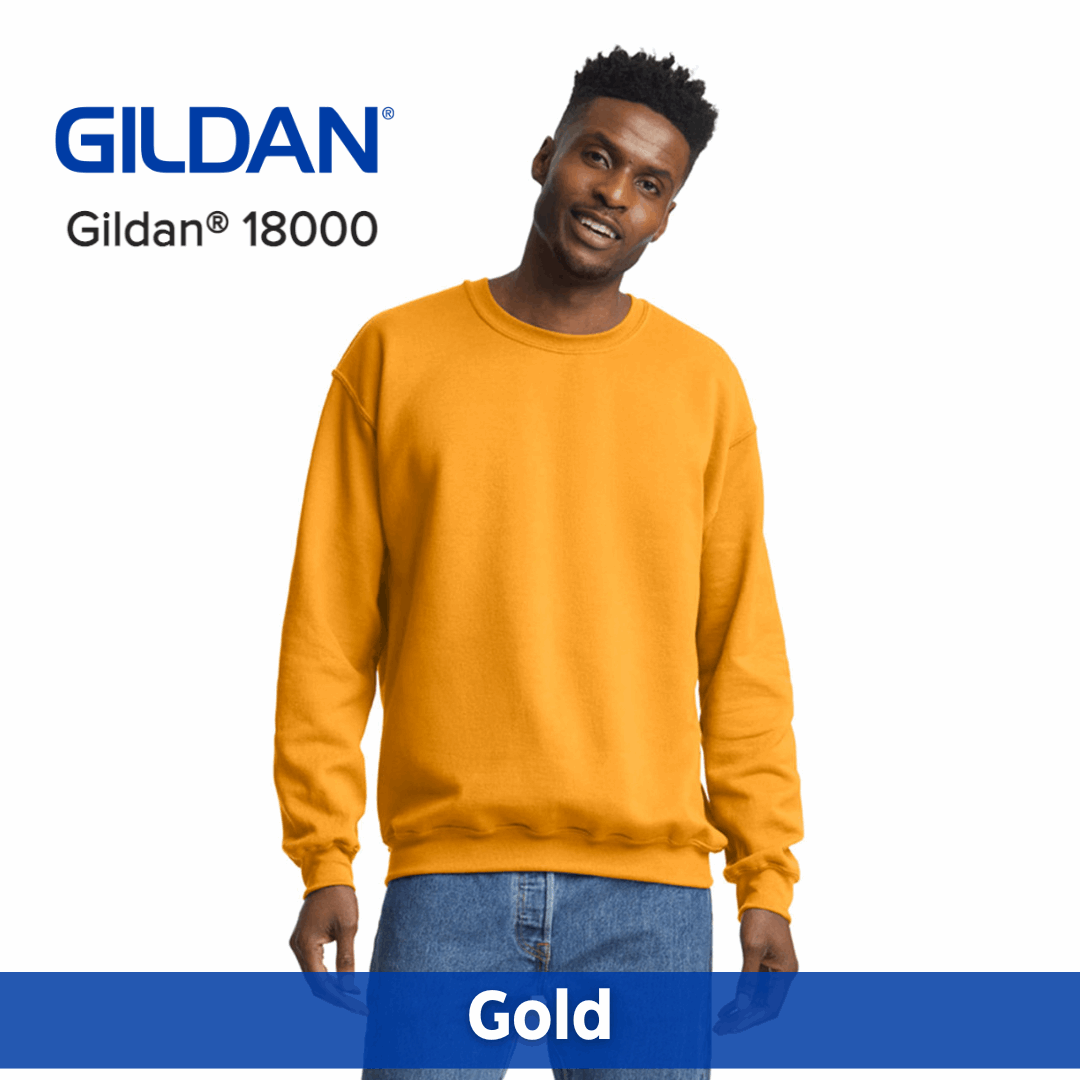 One Color Imprint Front & Back Gildan® 18000 Crew Sweatshirt 50/50 Multiple Colors Available