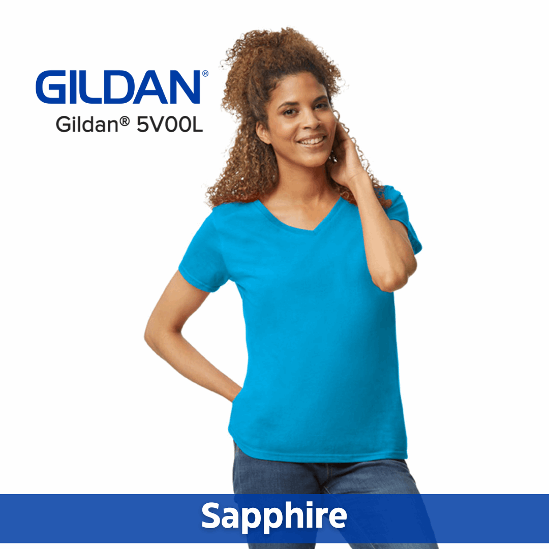 One Color Imprint Gildan® 5V00L Ladies V-neck T-shirt, Multiple Colors Available