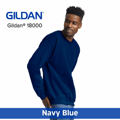 One Color Imprint Front & Back Gildan® 18000 Crew Sweatshirt 50/50 Multiple Colors Available