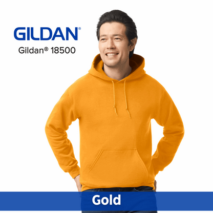 One Color Imprint Front & Back Gildan® 18500 Hoodie 50/50 Multiple Colors Available