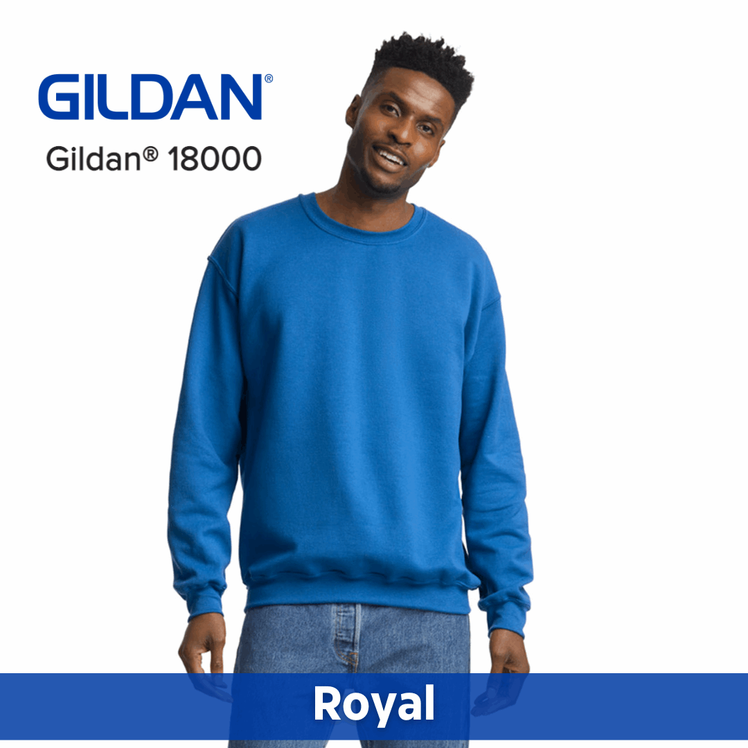 One Color Imprint Gildan® 18000 Crew Sweatshirt 50/50 Multiple Colors Available
