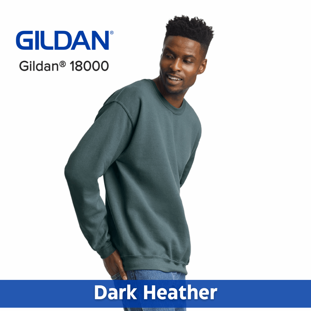 Two Color Imprint Front & Back, Gildan® 18000 Crew Sweatshirt 50/50 Multiple Colors Available