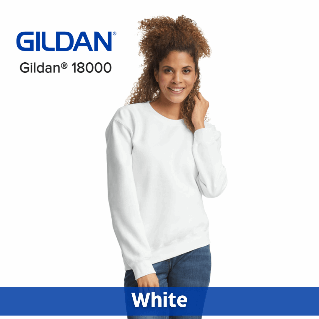 Two Color Imprint Front & Back, Gildan® 18000 Crew Sweatshirt 50/50 Multiple Colors Available