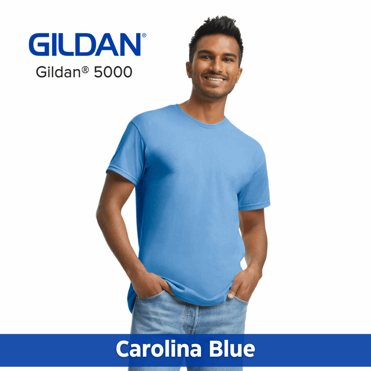 Gildan 5000 Heavy Cotton T Shirt One Color Imprint Front Back