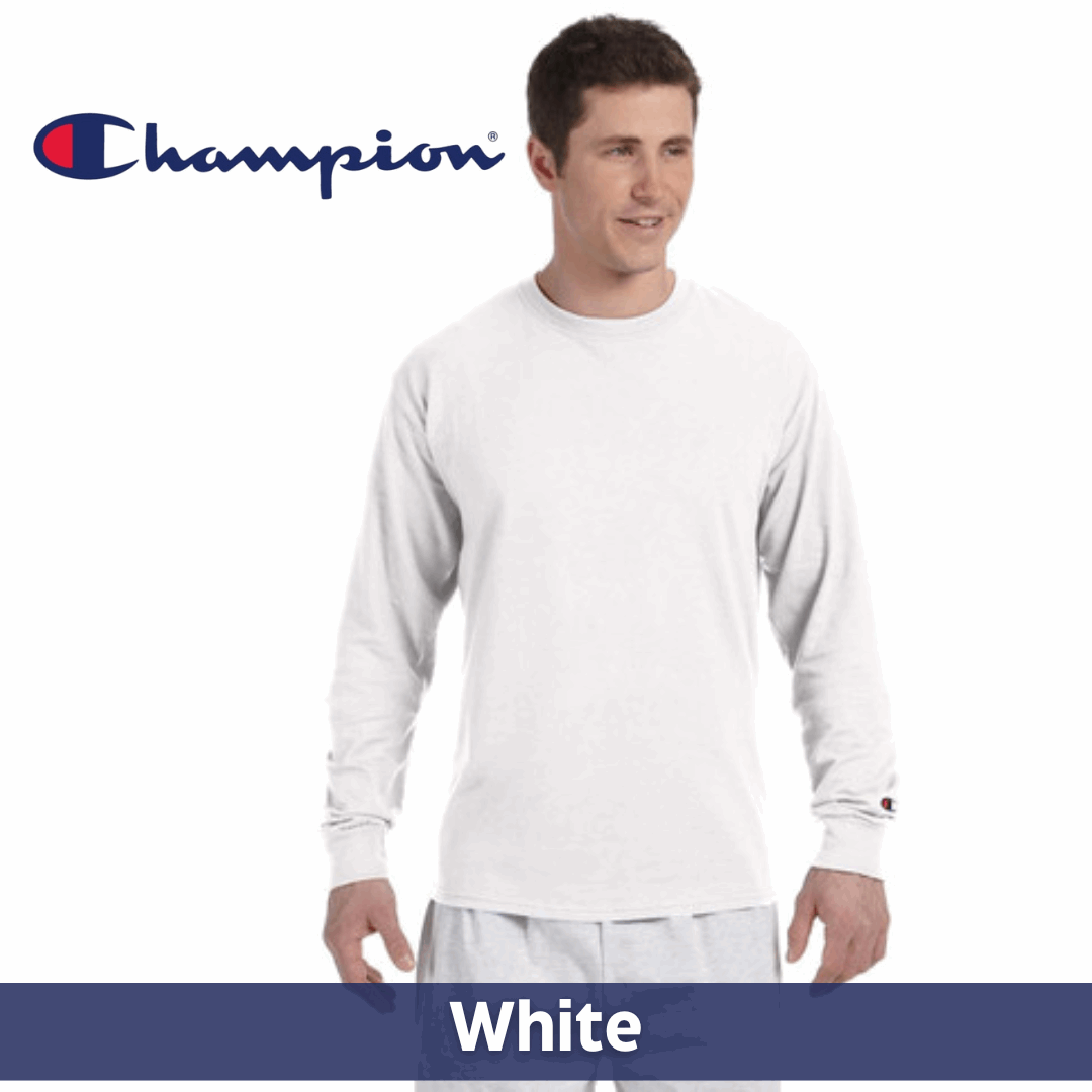 One Color Imprint Champion® CC8C Long Sleeve T-shirt 100% Cotton, Multiple Colors Available