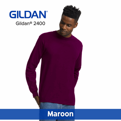 Two Color Imprint Gildan® 2400 Long Sleeve T-Shirt 100% Cotton Multiple Colors Available