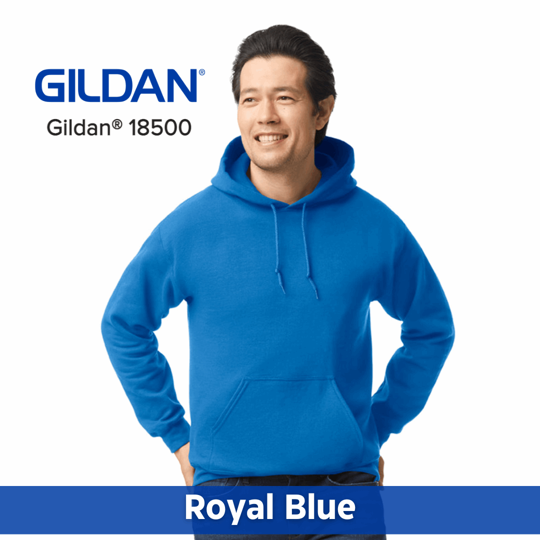 One Color Imprint Front & Back Gildan® 18500 Hoodie 50/50 Multiple Colors Available