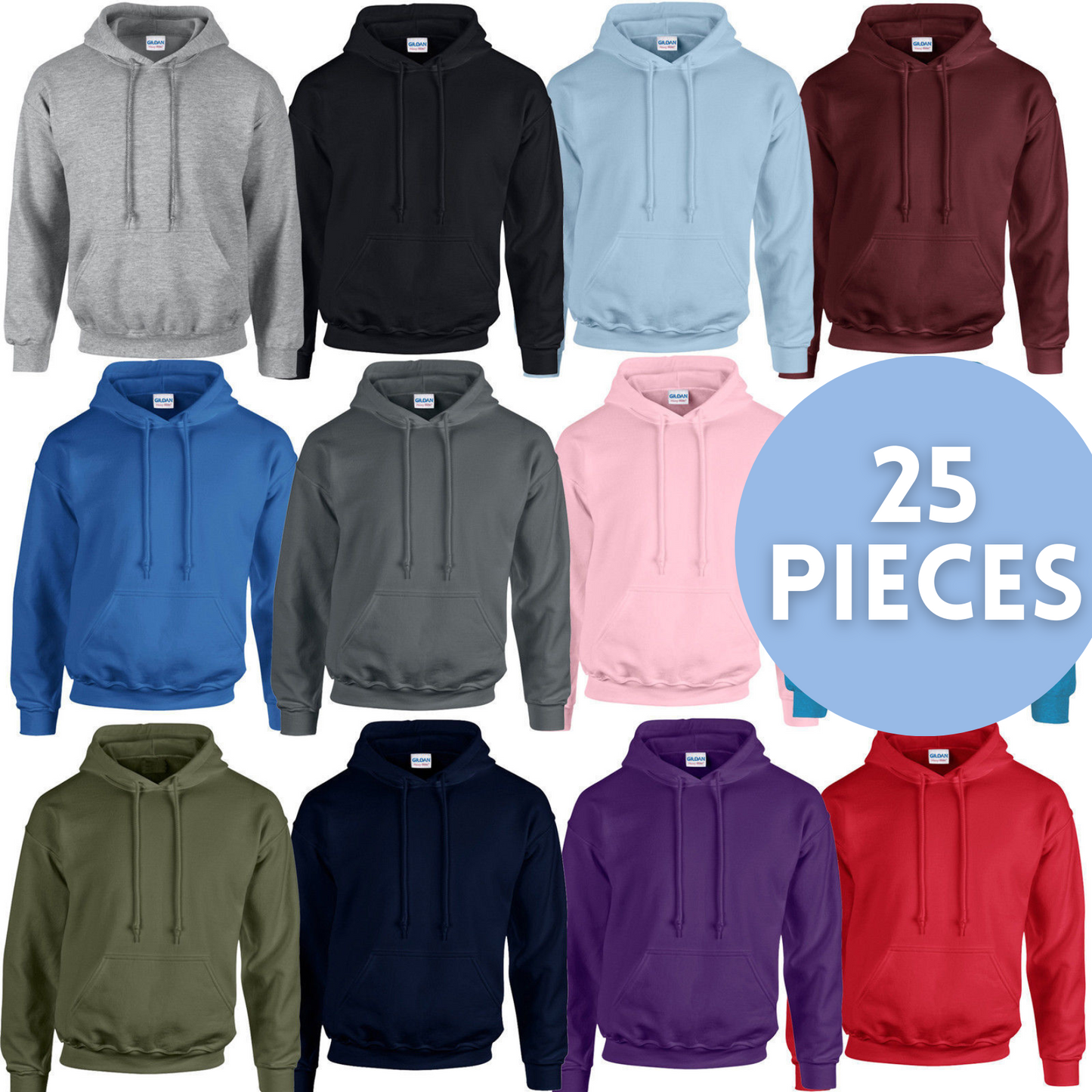 25 Pieces Gildan® 18500 50/50™ Blend Hoodie, One Color Imprint, Back to School Promo