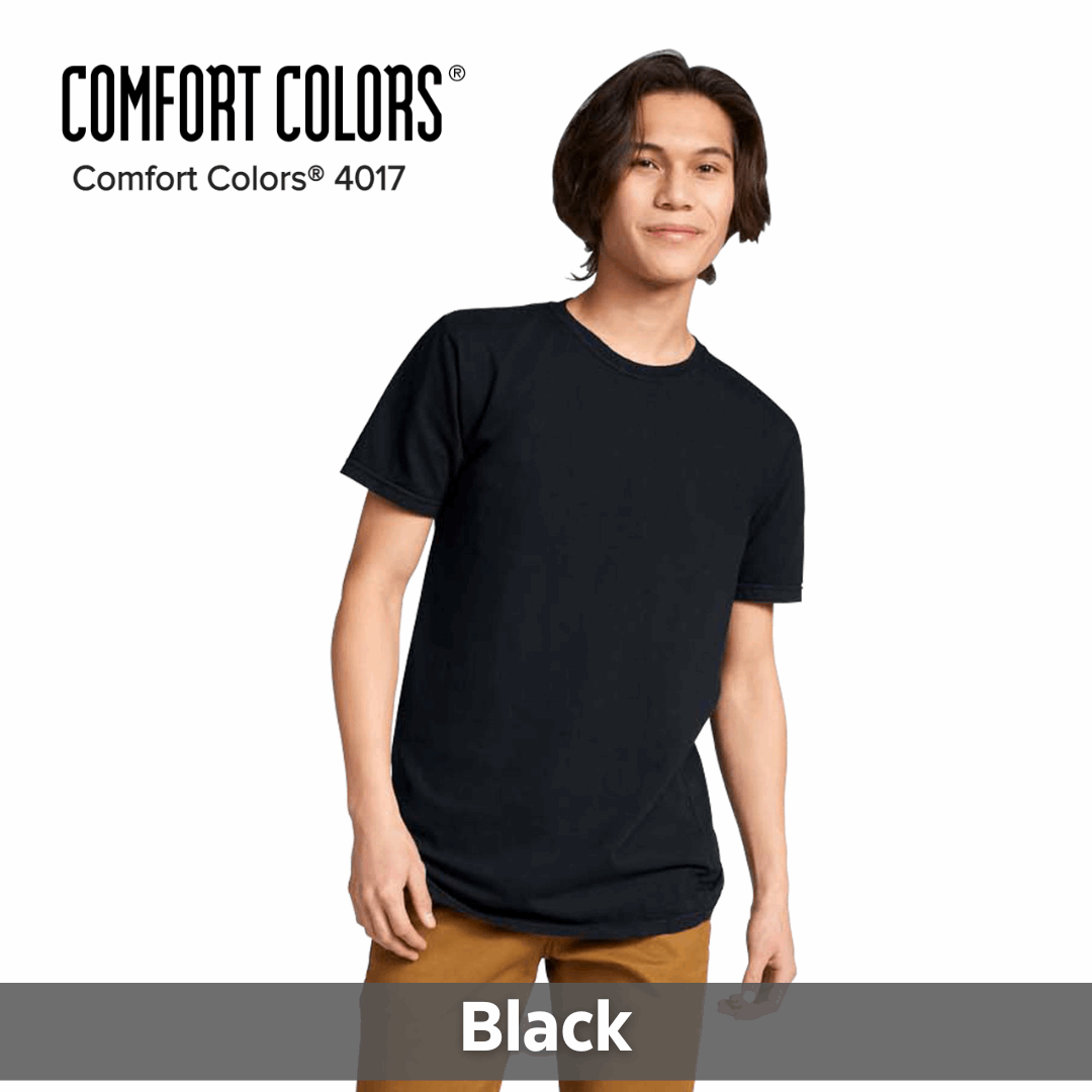 One Color Imprint Front & Back Comfort Colors® 4017 T-shirt 100% Preshrunk Cotton, Multiple Colors Available