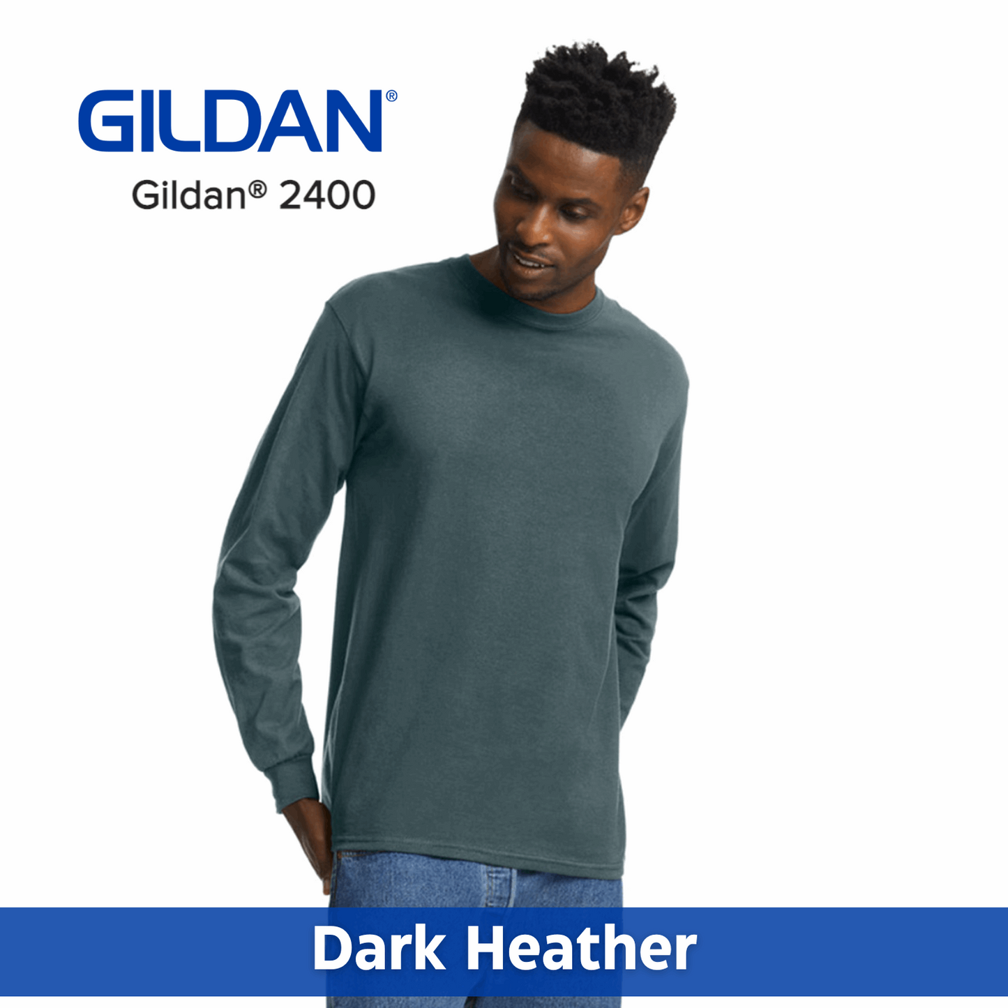 Two Color Imprint Gildan® 2400 Long Sleeve T-Shirt 100% Cotton Multiple Colors Available