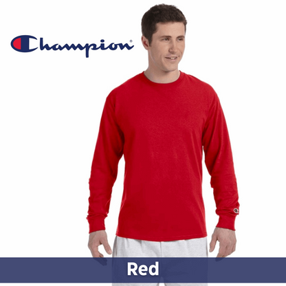 One Color Imprint Champion® CC8C Long Sleeve T-shirt 100% Cotton, Multiple Colors Available