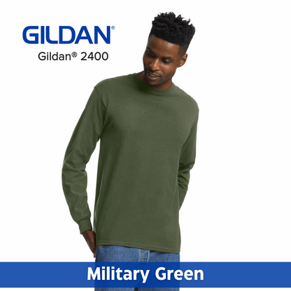 One Color Imprint Gildan® 2400 Long Sleeve T-Shirt 100% Cotton Multiple Colors Available