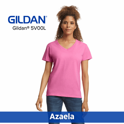 One Color Imprint Gildan® 5V00L Ladies V-neck T-shirt, Multiple Colors Available