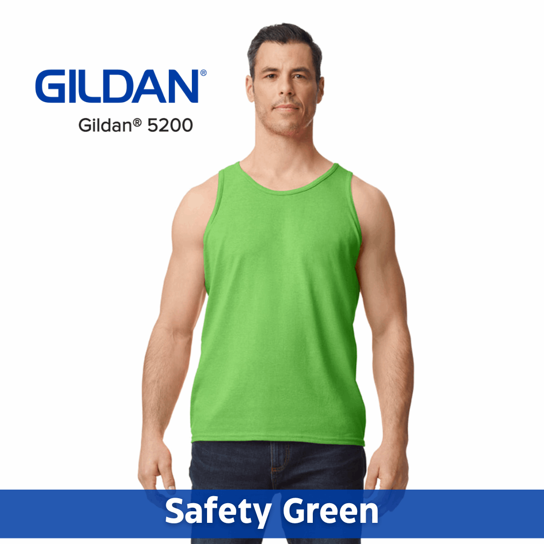 One Color Imprint Gildan® 5200 Tank Top 100% Cotton, Multiple Colors Available