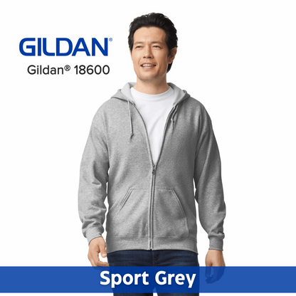 One Color Imprint Gildan® 18600 Zip Hoodie 50/50 Multiple Colors Available