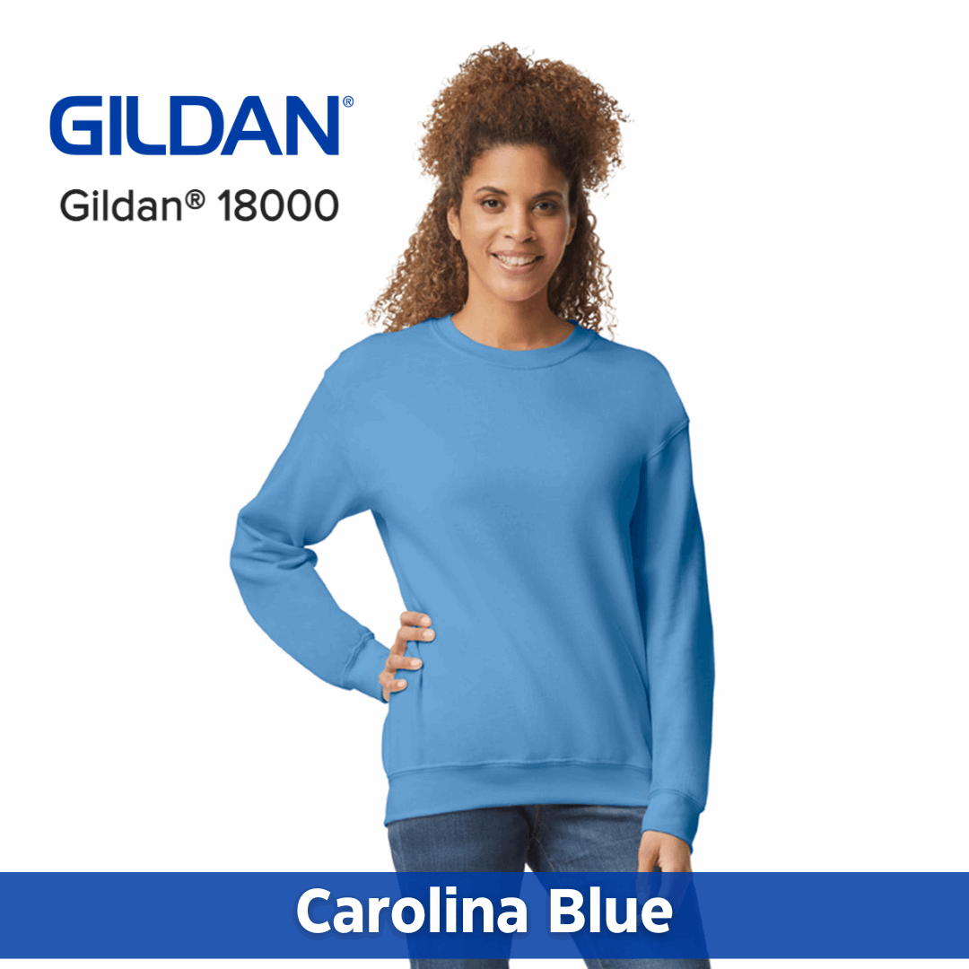 Two Color Imprint Front & Back, Gildan® 18000 Crew Sweatshirt 50/50 Multiple Colors Available