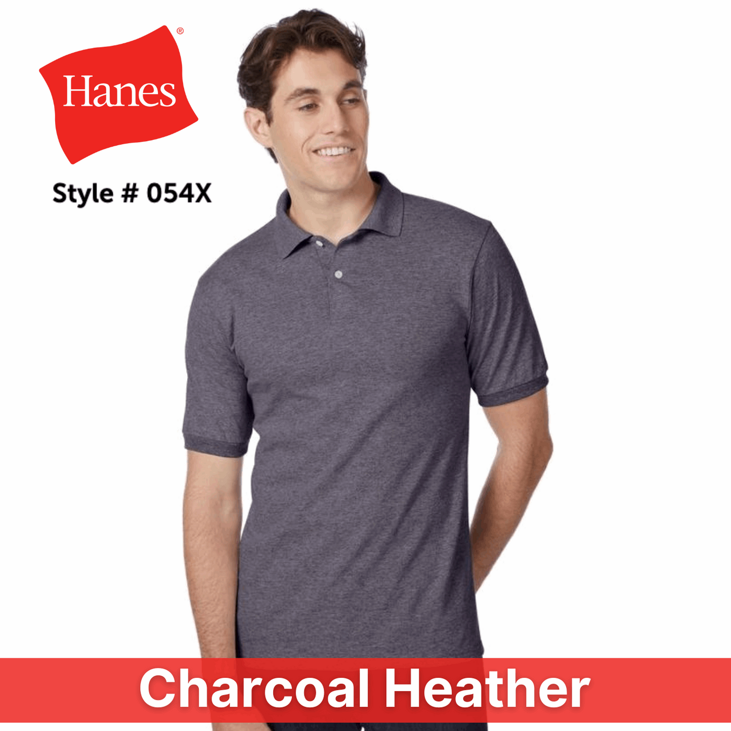 One Color Imprint Front & Back Hanes® 54X Blended Jersey Sport Shirt, Multiple Colors Available