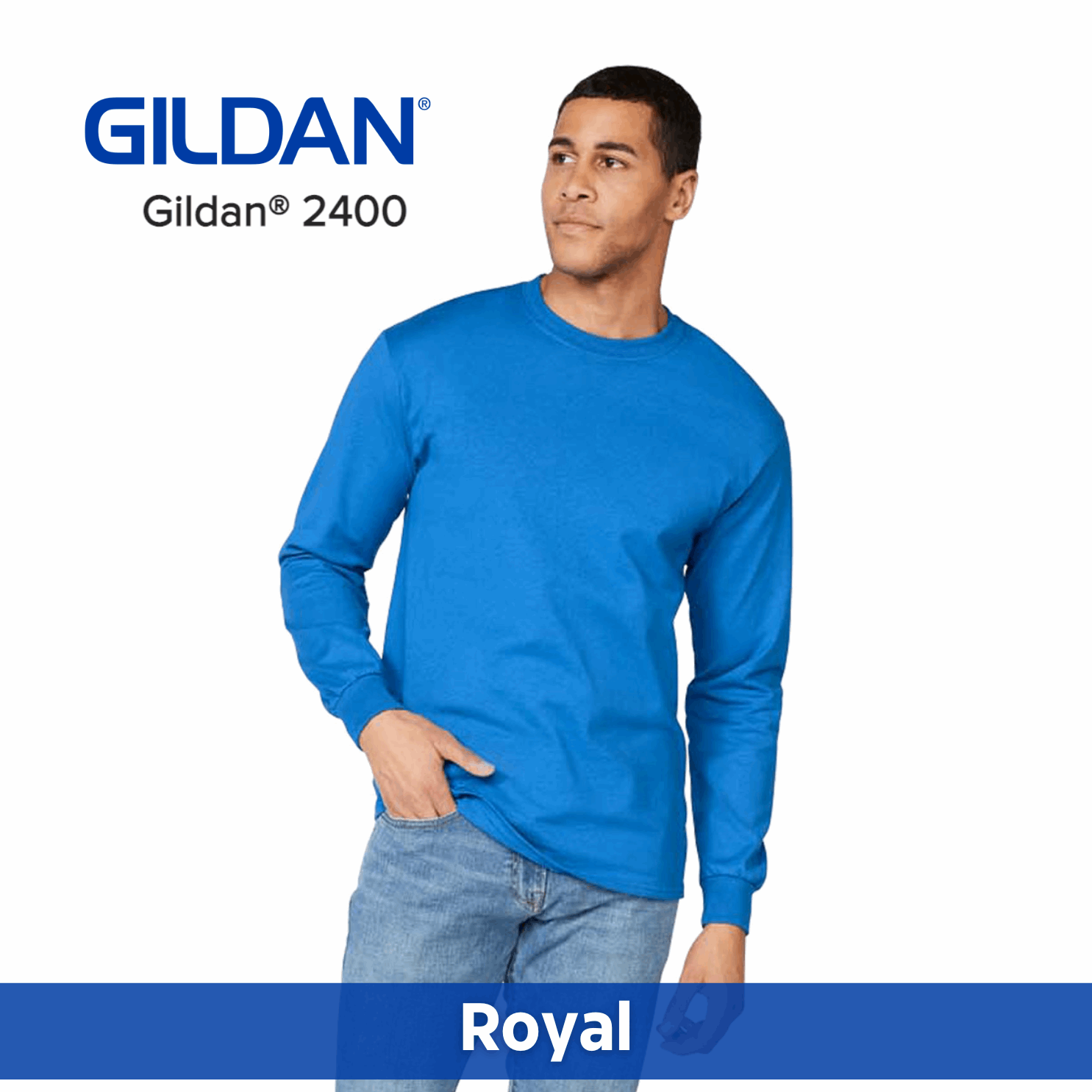 One Color Imprint Gildan® 2400 Long Sleeve T-Shirt 100% Cotton Multiple Colors Available