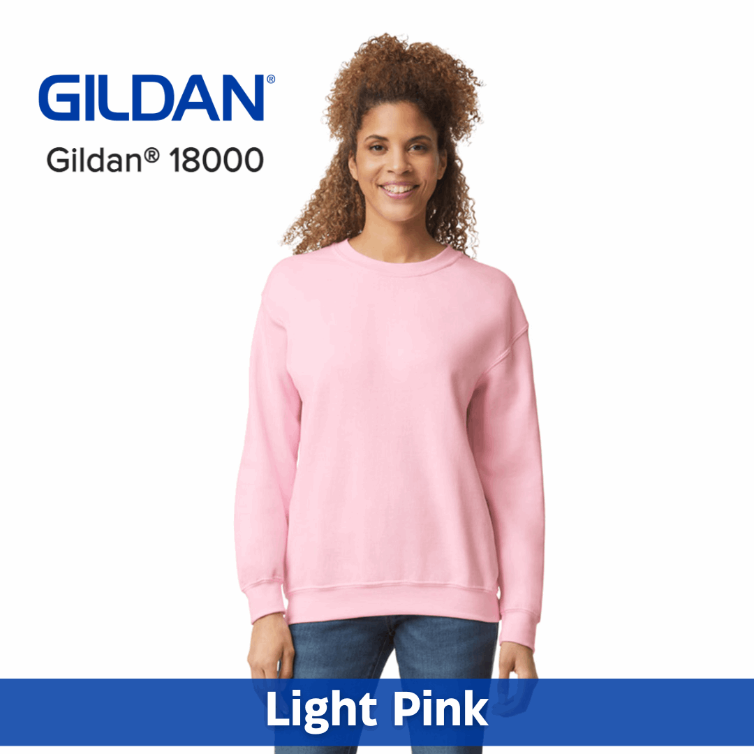 Two Color Imprint Front & Back, Gildan® 18000 Crew Sweatshirt 50/50 Multiple Colors Available