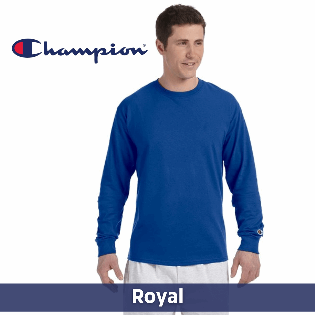 Two Color Imprint Champion® CC8C Long Sleeve T-shirt 100% Cotton, Multiple Colors Available