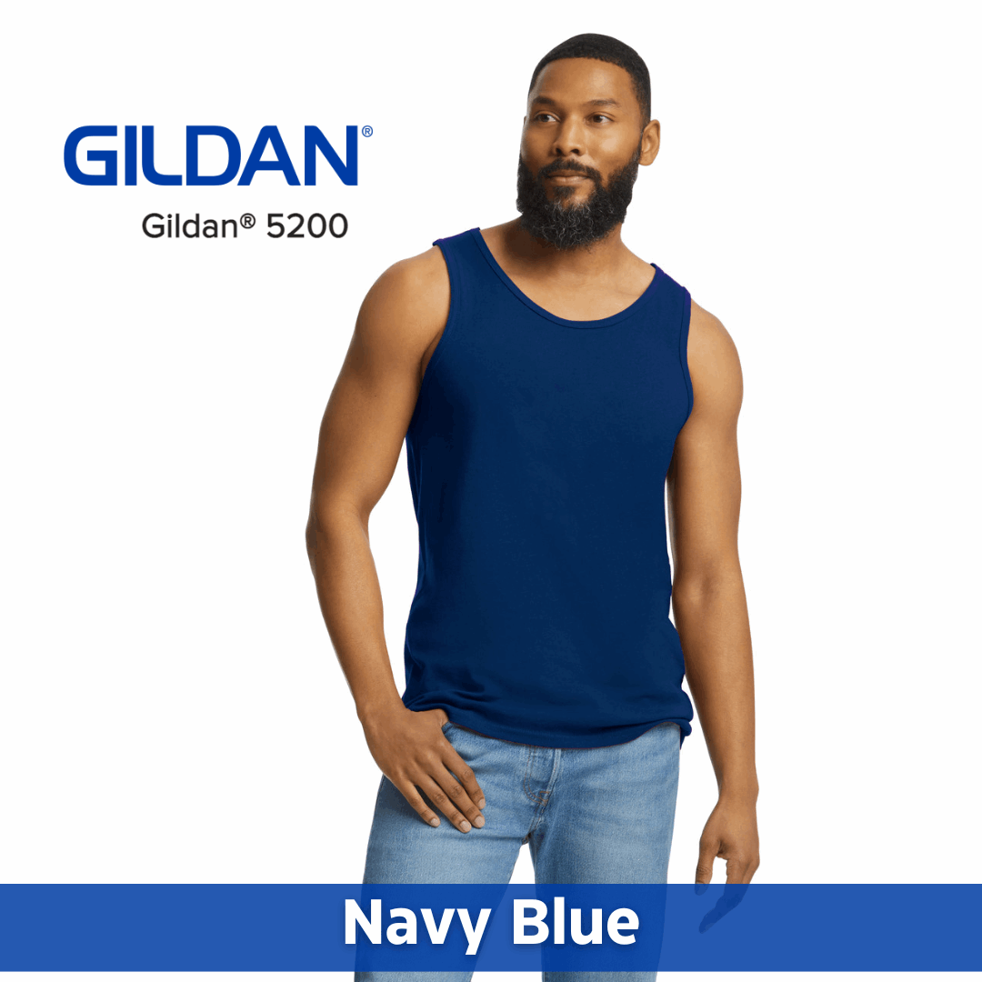 Two Color Imprint Front & Back, Gildan® 5200 Tank Top 100% Cotton, Multiple Colors Available