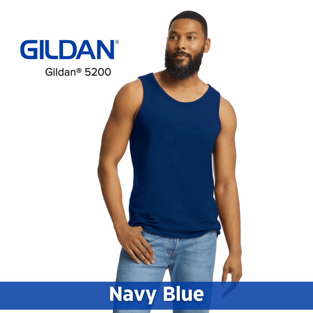One Color Imprint Front & Back Gildan® 5200 Tank Top 100% Cotton, Multiple Colors Available