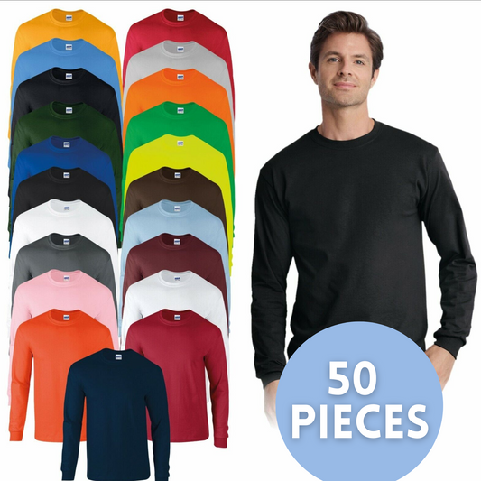 50 Pieces Gildan® 2400 Ultra Cotton™ Long Sleeve T-Shirt, One Color Imprint, Back to School Promo