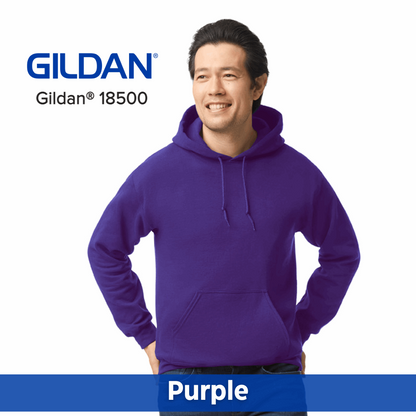 One Color Imprint Front & Back Gildan® 18500 Hoodie 50/50 Multiple Colors Available