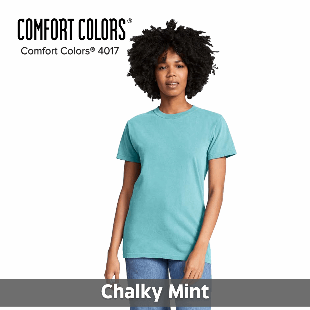 One Color Imprint Front & Back Comfort Colors® 4017 T-shirt 100% Preshrunk Cotton, Multiple Colors Available