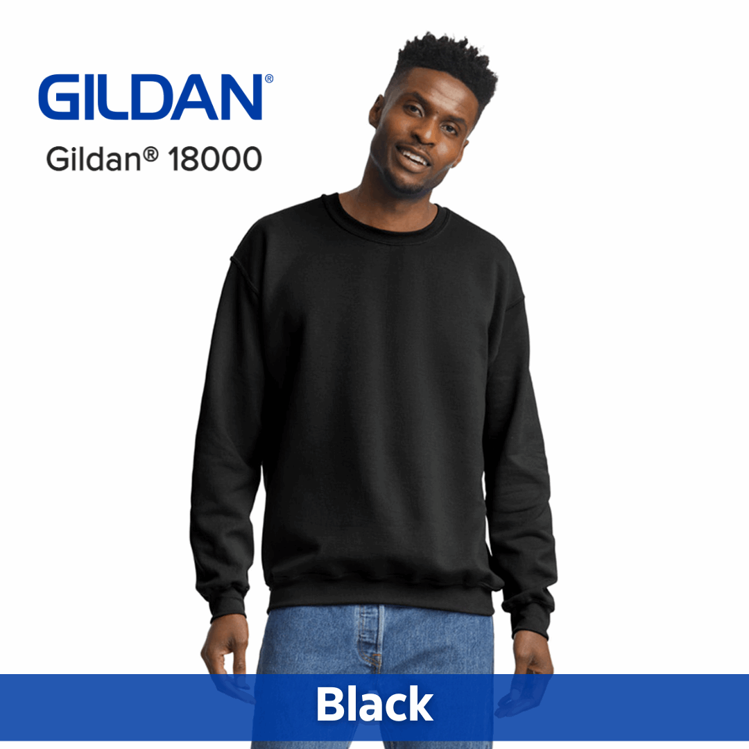 Two Color Imprint Front & Back, Gildan® 18000 Crew Sweatshirt 50/50 Multiple Colors Available