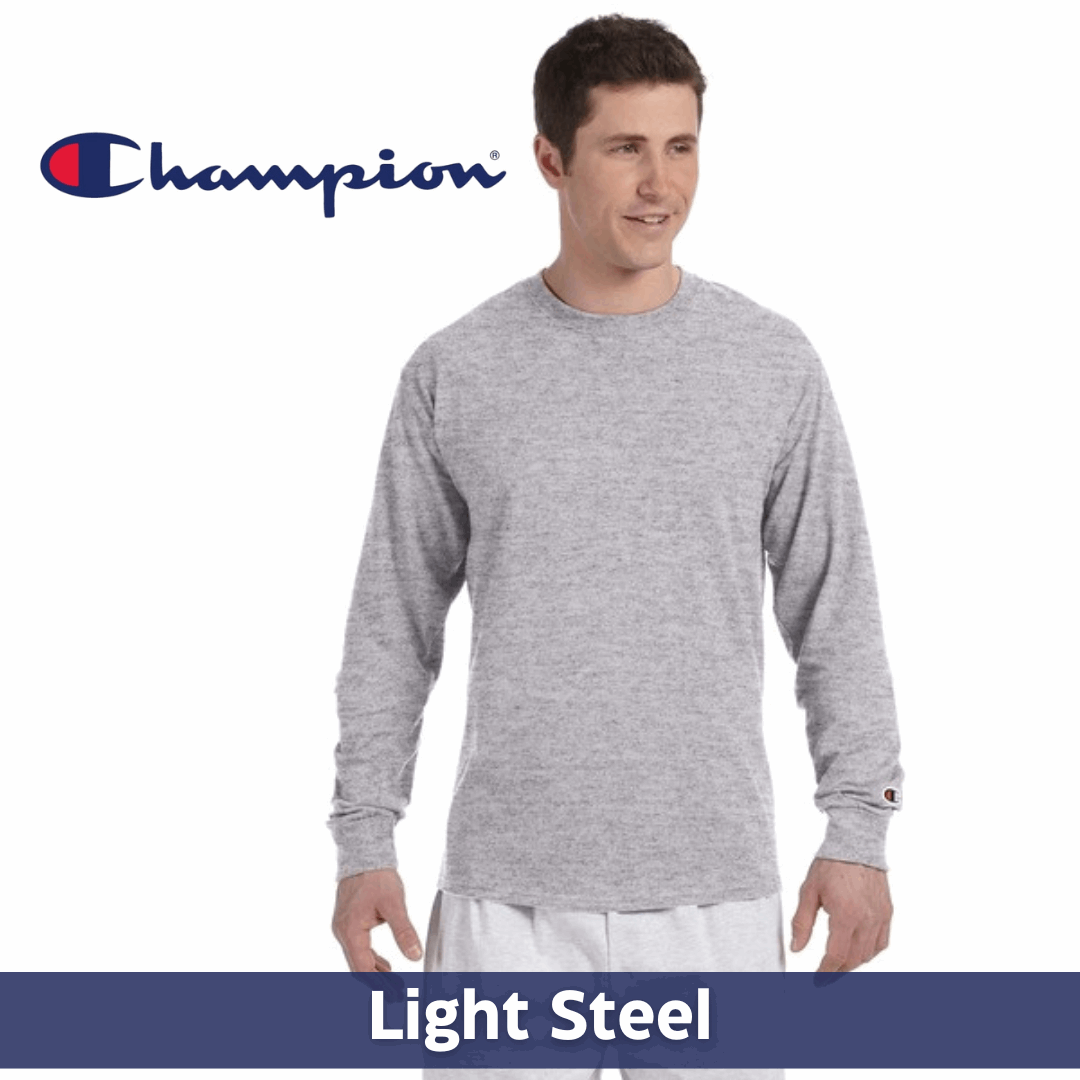 Two Color Imprint Champion® CC8C Long Sleeve T-shirt 100% Cotton, Multiple Colors Available