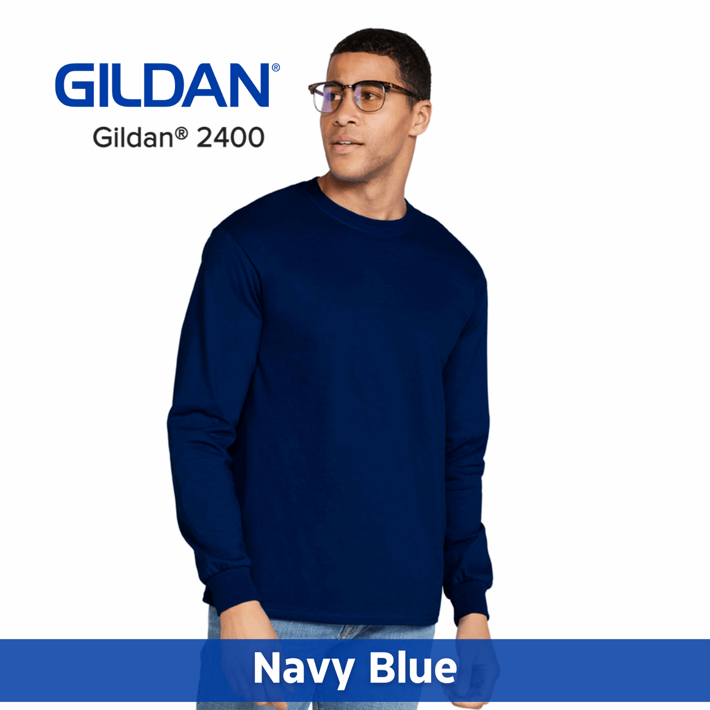 One Color Imprint Front & Back Gildan® 2400 Long Sleeve T-Shirt 100% Cotton Multiple Colors Available