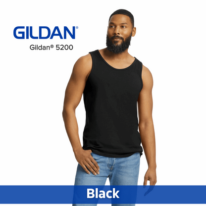 One Color Imprint Front & Back Gildan® 5200 Tank Top 100% Cotton, Multiple Colors Available