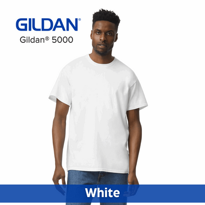 One Color Imprint Front & Back Gildan® 5000 T-shirt 100% Cotton Multiple Colors Available