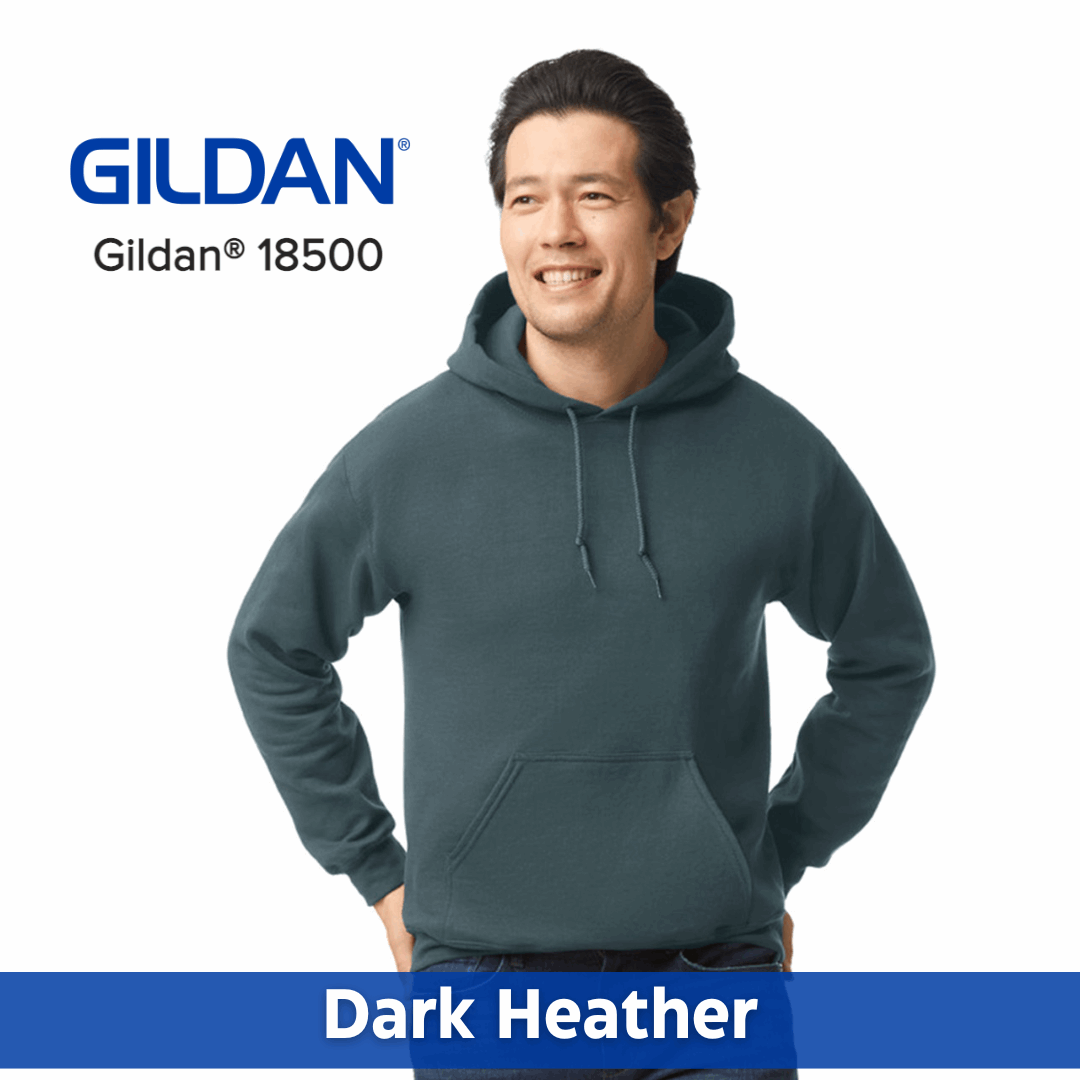 One Color Imprint Front & Back Gildan® 18500 Hoodie 50/50 Multiple Colors Available